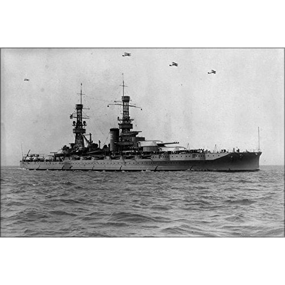 16x24 Poster; Uss Arizona (Bb39) With Aircraft Overhead, June 4, 1927