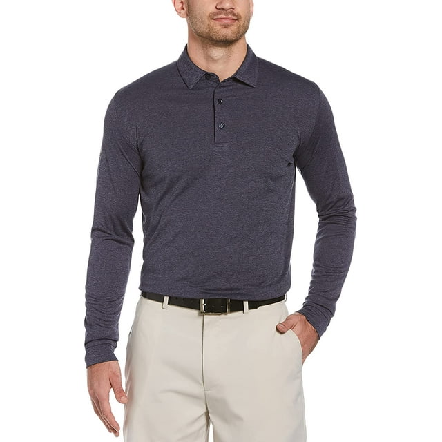 Callaway Mens Swing Tech Essential Long Sleeve Golf Polo Shirt Navy Chambray Heather X-Large