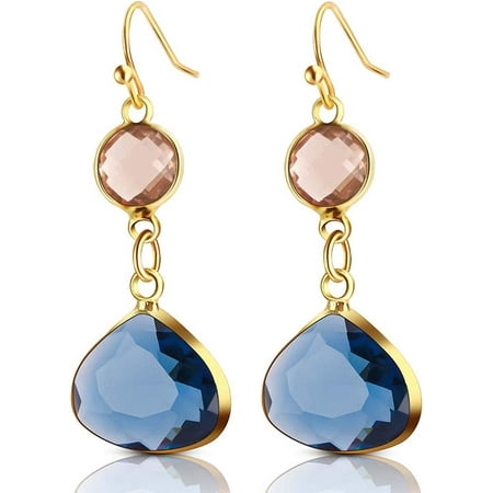 SUMMER L VE Simulated Blue Pink Sapphire Crystal Glass Drop