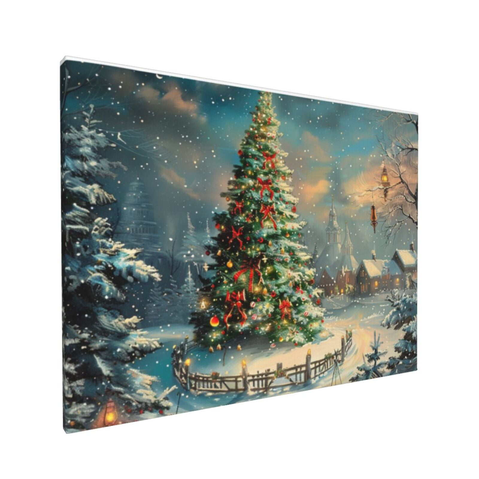 12x16 inch Canvas Hanging Picture Gorgeous Christmas Tree,Living Room,Man Cave,Farmhouse Yard Decor Wall Art Paintings Prints,Enchanting Christmas Tree Modern Style Decorative Painting Prints