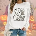 thumbnail image 2 of Oversized Sweatshirt for Women Halloween Lightweight Casual Ghost Graphic Crew Neck Long Sleeve Drop Shoulder Pullover Tops Y2K Clothes, 2 of 5