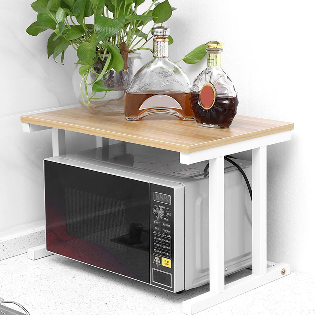 WALFRONT Wood Microwave Oven Stand Rack 2 Layers Storage Racks Kitchen