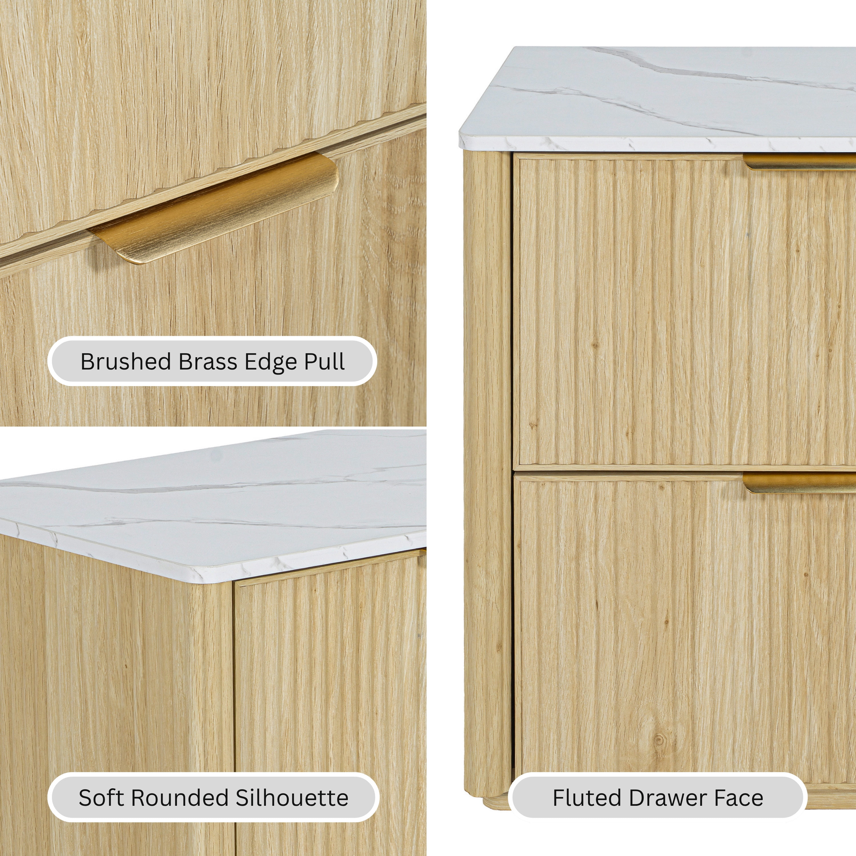 Furniture of America Zerik Modern Wood 2-Drawer Nightstand, Natural