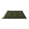 thumbnail image 2 of Ahgly Company Machine Washable Indoor Square Southwestern Turquoise Blue Country Area Rugs, 5' Square, 2 of 4