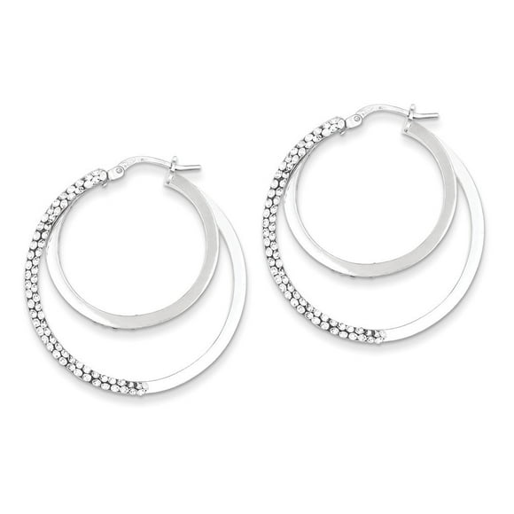 925 Sterling Silver Polished Hinged post Stellux Crystal Hoop Earrings Measures 35x35mm Wide 6mm Thick Jewelry Gifts for