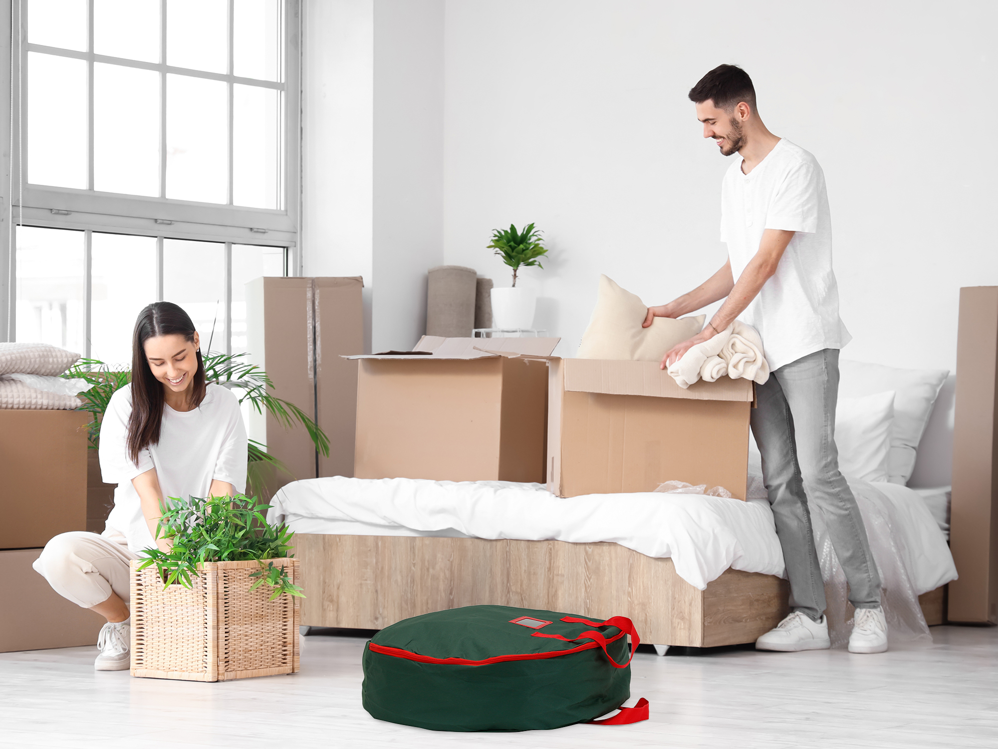 Unique Bargains 1 Pack Clothes Storage Bags Moving Bags Green 23.5*7in