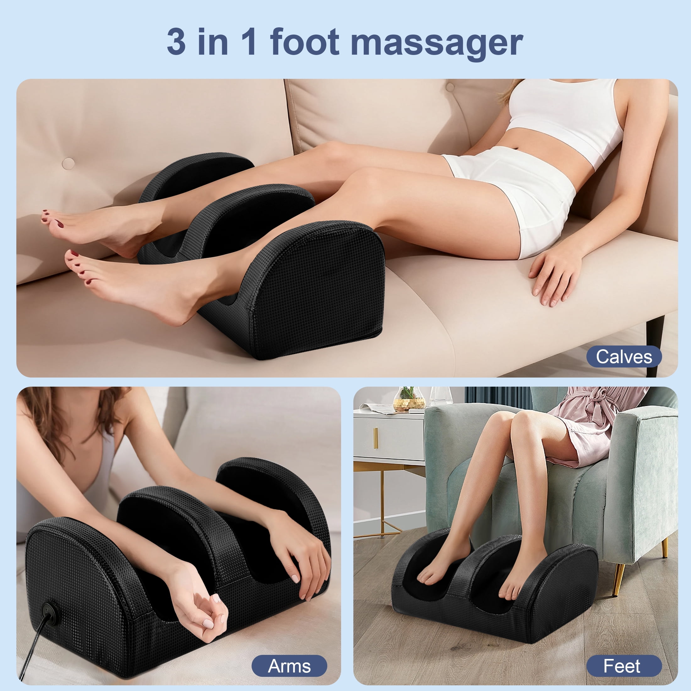 MOONORAH Foot Massager Machine with Heat & Foot Roller,Deep Tissue Massager for Plantar Fasciitis,Wired Remote, Gifts for Women Men(Black)