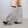 thumbnail image 6 of Fuzzy Plush Leg Warmers for Women Multipurpose Furry Boot Toppers Cuffs Elastic Leg Gaiters Stockings for Cold Weather, 6 of 8