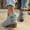 #145-Gray, variant on Roncen Women's Fashion Casual Plaid Winter Ankle Boots - Solid Color Pointed Toe Rear Lace-Up Chunky Heel Mid Heel Booties, Non-Slip Warm Lace Up Shoes for Daily Wear