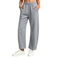 thumbnail image 2 of Nfurl Sweatpants for Women Fleece Lined Wide Leg Barrel Pants with Pockets Elastic Waist Loose Pants Casual Jogging Sweatpants Gray,XXL, 2 of 9