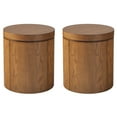 thumbnail image 2 of 2-Pack Walker Edison Modern Solid Oak Wood Side Tables, Medium Brown Oak, 2 of 5