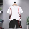 thumbnail image 2 of KPOPLK Summer Kids Clothing Sets 2Pcs Solid Color Short Sleeve Tee and Shorts Simple Boys Summer Outfits Size 11-12 Years,White, 2 of 6