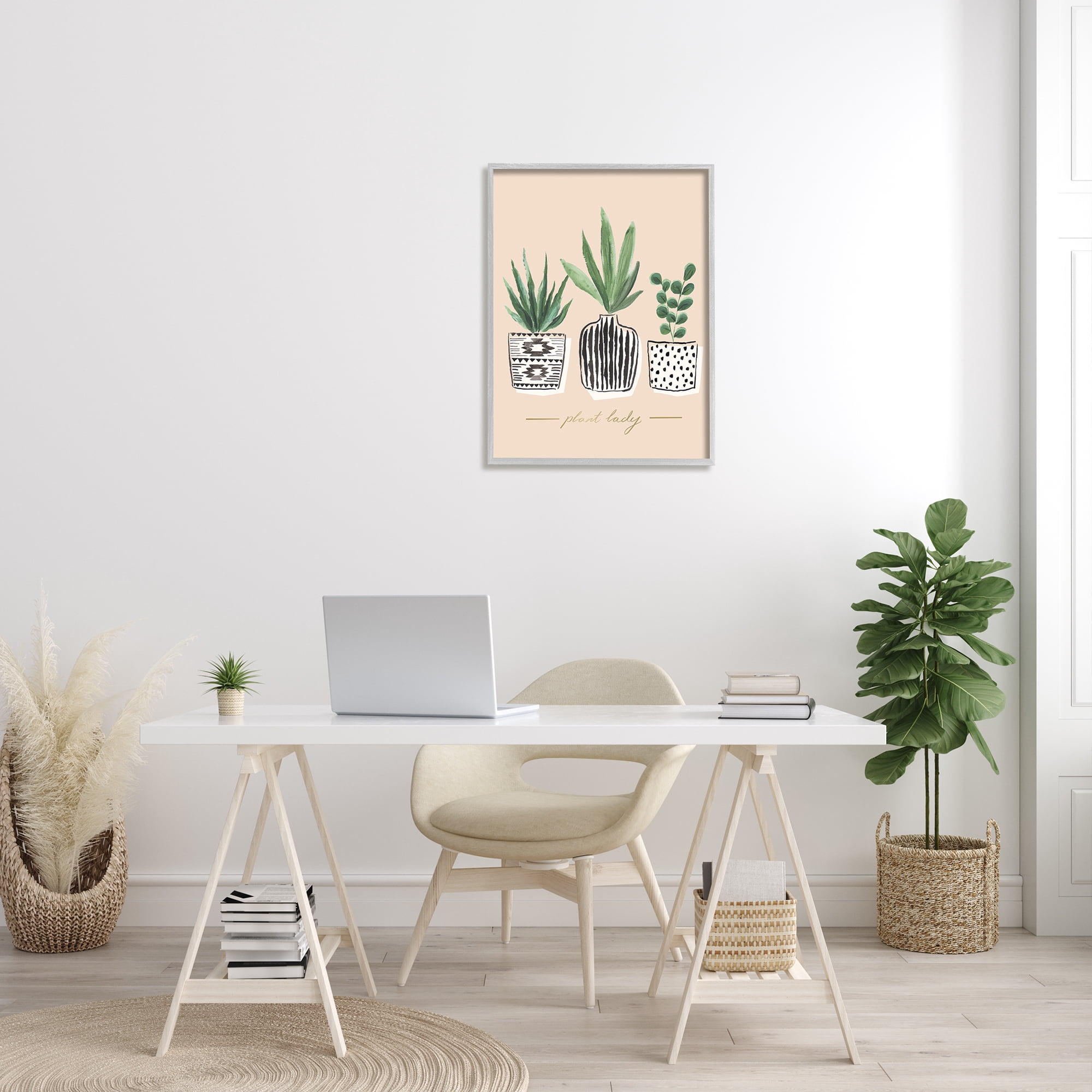 Stupell Industries Green Fern Trio Chic Patterns Plant Lady Sentiment, 24 x 30, Designed by Heather McLaughlin