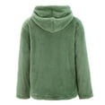 thumbnail image 5 of VISALY Womens Zip Up Hoodies Sweater Jacket Womens Winter Faux Jacket Coats Fuzzy Back Hood and Front Placket Shaggy Shacket Jacket Casual Sweaters Loose Sweaters Winter Sweaters Green Xxl, 5 of 5