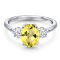 thumbnail image 3 of Gem Stone King 925 Sterling Silver Canary Mystic Topaz and White Zirconia Engagement Ring for Women | 2.50 Cttw | Oval 9X7MM | Gemstone November Birthstone | Size 6, 3 of 6