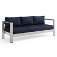 thumbnail image 2 of Modway Shore Outdoor Patio Aluminum and Fabric Sofa in Silver/Navy, 2 of 11