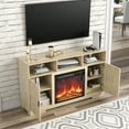 thumbnail image 5 of Furtivusia Fireplace TV Stand, Wooden Entertainment Center with Adjustable Shelves, Media Console Cabinet Television Stand for Living Room, Natural Color, 5 of 8
