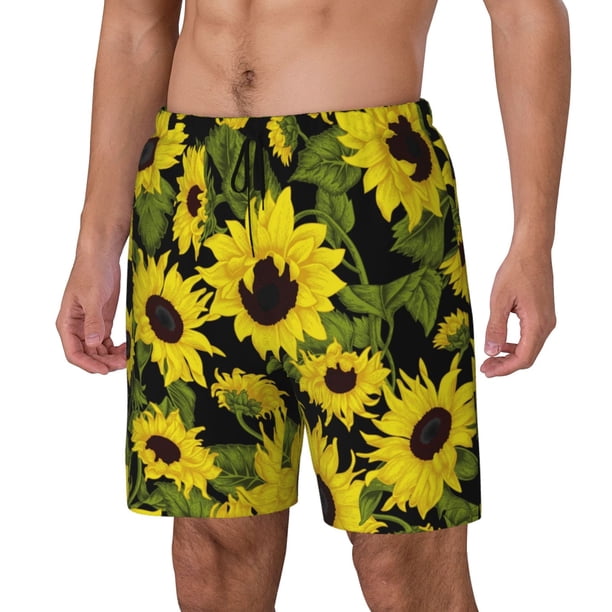 Balery Sunflowers In Vintage Bañador para hombre, shorts de playa de secado rápido con entrepierna y forro de compresión-Small