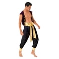 thumbnail image 3 of Aislor Men Fancy Dress Ball Cap Sleeve Vest Waistcoat with Belted Bloomers Pants Black XXL, 3 of 7