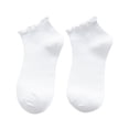 thumbnail image 2 of SOFTCCLO Womens Socks Ruffle Edge Spring Summer Thin Solid Cotton Short Socks Soft Lightweight Ankle Socks for Women White One Size, 2 of 4