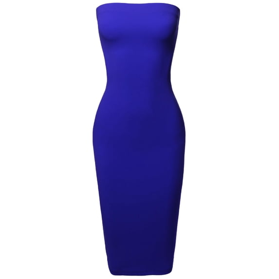 FashionOutfit Women's Sexy Scuba Crepe Tube Top Body-Con Midi Dress in Various Colors