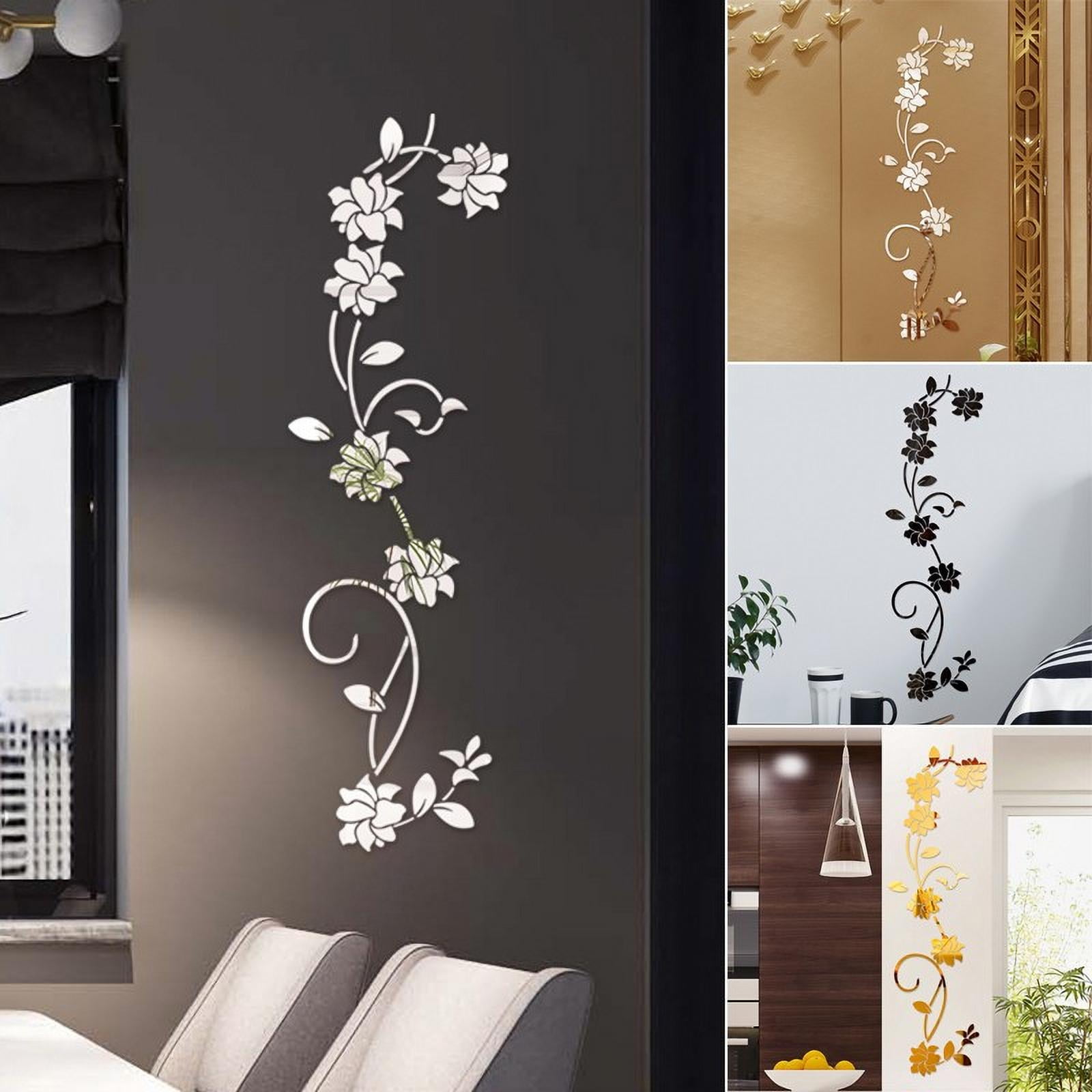Veki Star Acrylic Mirror Wall Stickers Bedroom Living Room Ceiling Home  Decoration Mirror Wall Stickers Flower Wallpaper And Peel 