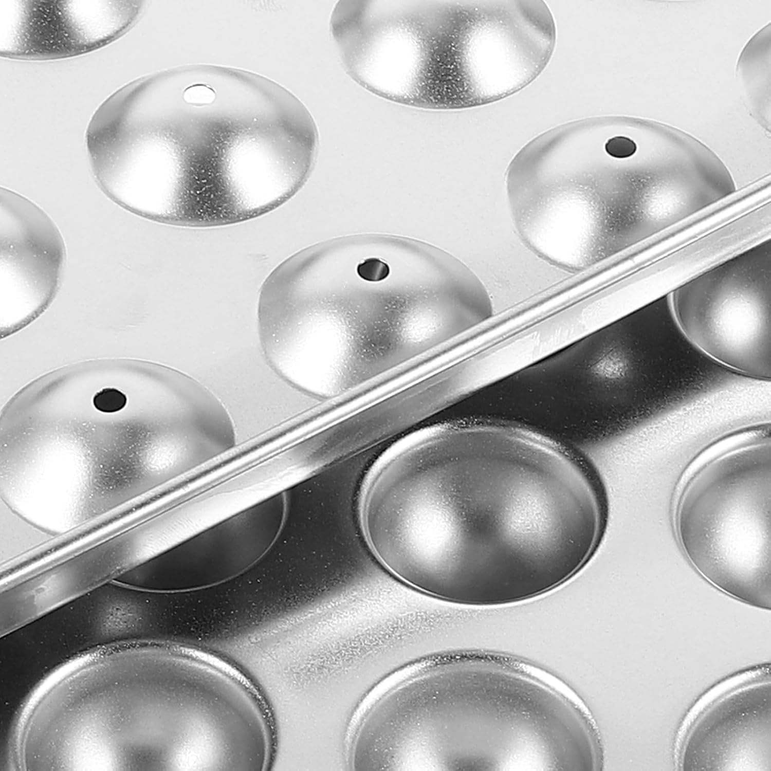 ABPETE Stainless Steel Round Ice Cube Tray With Lid - Easy Release Mold for Ice Balls - Freezer Tray for Drinks, Soda, Whiskey, Cocktails