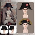 thumbnail image 2 of Sombrero de Napoleón medieval para cosplay, disfraz de fantasía, disfraz para adultos, hombres y mujeres, sombrero de almirante bicornio, uniforme, bata, pantalones, traje de Halloween, 2 of 5