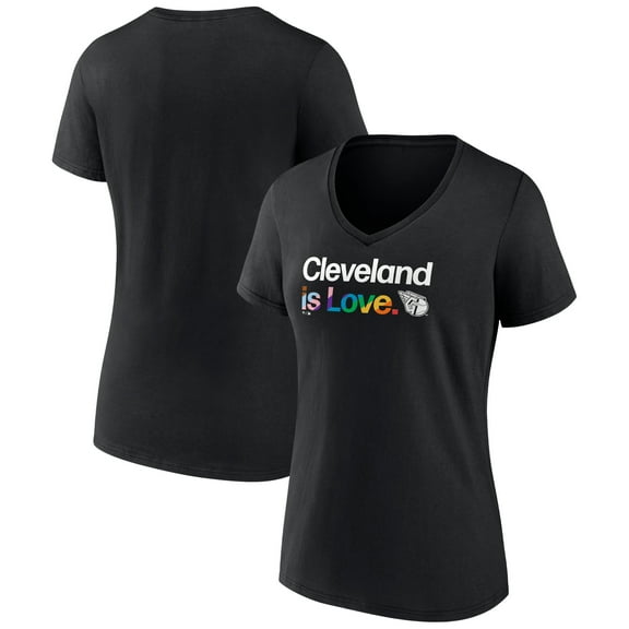 Women's Black Cleveland Guardians City Pride V-Neck T-Shirt