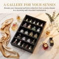 thumbnail image 2 of Wooden Wall-Mounted Display Shelf Rack for Collectibles, Figures,Shot Glasses,Spice Can,Cosmetics or Perfume, 5 Adjustable Height Shelves,Space-Saving, Black Color, 2 of 5