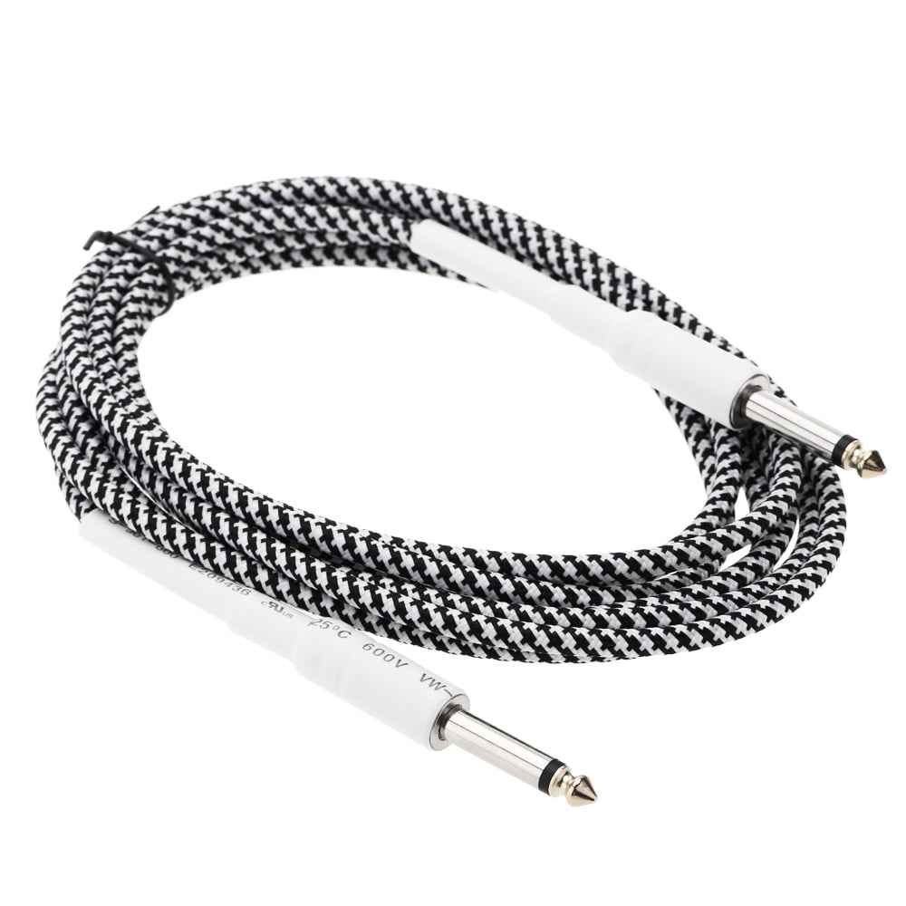 6.3mm Tweed Woven Guitar Cable 16ft, Cyan-Black Mugig Professional Cable for Guitar/Bass/Keyboard Straight Jack to Angled Jack 16ft/5m Instrument Cable 1/4 