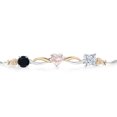 thumbnail image 2 of 925 Silver and 10K Yellow Gold Black Onyx Rose Rose Quartz Near Colorless White Moissanite and Lab Grown Diamond Tennis Bracelet for Women By Keren Hanan (1.99 cttw, Adjustable up To 9 inch), 2 of 4