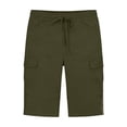 thumbnail image 5 of ibuvkizy Cargo Shorts for Women Knee Length Elastic Waist Drawstring Pull on Solid Color Summer Bermuda Shorts with Pockets, 5 of 5