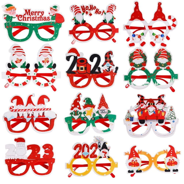 Vasos navideños, 12 piezas de vasos navideños para fiestas, suministros para disfraces navideños, suministros creativos para fiestas navideñas para niños, mujeres y hombres