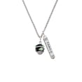 thumbnail image 2 of Delight Jewelry Silvertone Lime Leaves on Black Band Spinner Silvertone Family Bar Charm Necklace, 23", 2 of 4