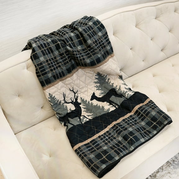 Donna Sharp Deer Walk Rustic Quilted Lodge Throw