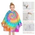 thumbnail image 6 of Colorful Tie Dye Mandala Pattern Blanket Hoodies for Kids 6-13YR Oversize Wearable Blanket Hoodies for Boys Girls Teens, 6 of 7