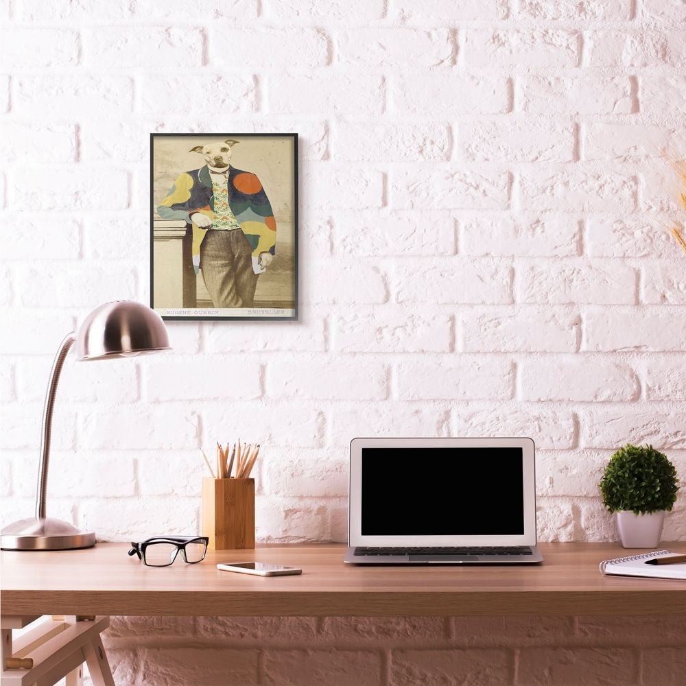 Stupell Industries Abstract Funny Vintage Dog Pet Animal Photo Framed Giclee Texturized Art by Villager Jim