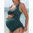 thumbnail image 3 of Sociala Twisted V Neck Ribbed Maternity Swimsuit Tie Side One Piece Pregnancy Bathing Suits, 3 of 7