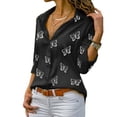 thumbnail image 2 of LYMAYTER Women‌ Fashion Shirts Summer Casual Butterfly Print Long Sleeve Lapel Button for Shirt Tops S-4XL, 2 of 8