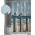 thumbnail image 3 of Small Stall Shower Curtain 36x72 Inch Narrow Half Size Beach Seagull Bath Curtains Bathroom Decor Summer Ocean Birds Blue Oil Painting Waterproof Fabric Shower Curtain Set with Hooks 36 Inch, 3 of 6