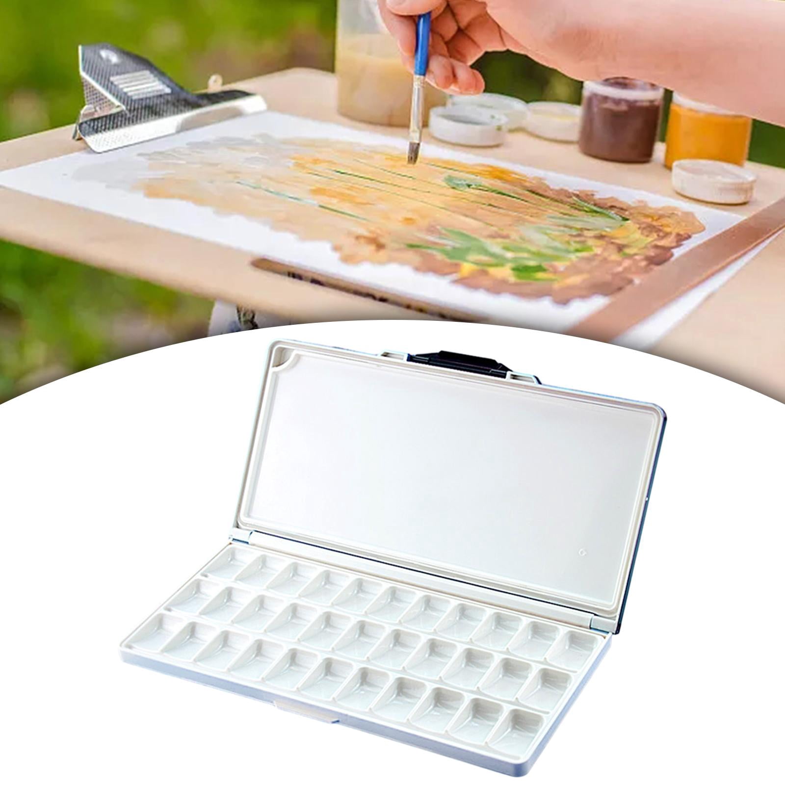 Milageto Watercolor Palette Empty Multipurpose Folding Paint Tray Travel Paint Pallet for Blue 33 Wells