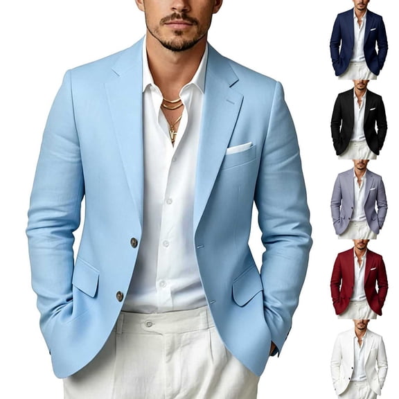 Wrtxtat Men's Casual Blazer Formal Dress Party Wedding Suit Jacket Single-Breasted Two Button Nothced Lapel Sport Coat with Pocket Gray XXS