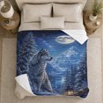 thumbnail image 5 of Arctic Wolf With Wolf And Snowy Pines Snowy Pine Forest Serene Wildlife Art Wildlife Lovers Winter Wilderness Scene Warm Flannel Blanket, Christmas Gift for Cabin and Lodge Home Decor, 5 of 9