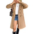 thumbnail image 3 of Abrigo de Invierno de Mezcla de Lana con Cuello de Solapa con Muesca y Doble Botonadura para Mujer. Color Camello L, 3 of 7