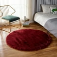 thumbnail image 3 of FUDAKUNA Fluffy Area Rugs Faux Sheepskin Shaggy Dark Red Round 28" Carpet for Bedroom Living Room, 3 of 7