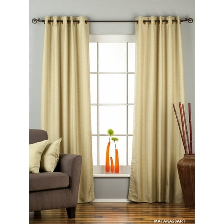 Olive Green Ring Top Matka Raw Silk Curtain Drape Panel