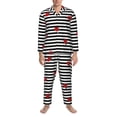 thumbnail image 3 of Fotbe Ladybugs on Black and White Striped Pattern Long Sleeve Pajama Set for Men,Sleepwear Set,2-piece Loungewear Set,Soft PJs Comfy Nightwear with Pockets-Medium, 3 of 7