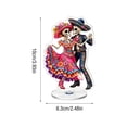 thumbnail image 3 of Dia de Los Muertos Decorations, Day of The Dead Decor, Sugar Skull Decor, Skeleton Halloween Decor, 4X2.5 in Rotating Acrylic Standing Ornament with Large Base, Built-In and Two, 3 of 6