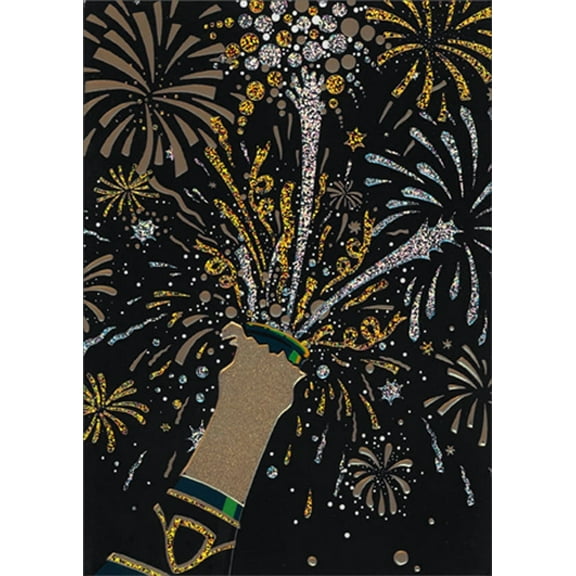 Avanti Press Gold and Silver Foil Champagne Fireworks Congratulations Card